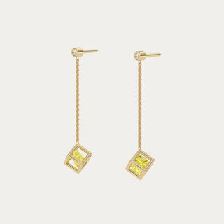 Enframed Gemstone Drop Earrings