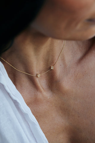Enframed Double Diamond Necklace