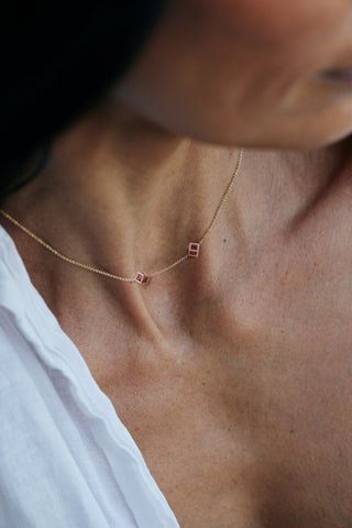 Enframed Double Gemstone Necklace
