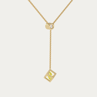 Enframed Gemstone Lariat Necklace