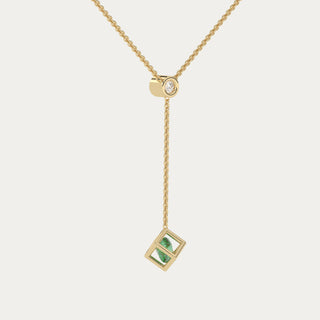 Enframed Gemstone Lariat Necklace