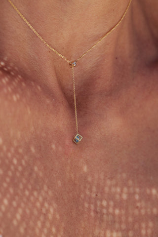 Enframed Gemstone Lariat Necklace