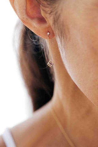 Enframed Gemstone Drop Earrings