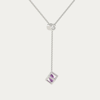 Enframed Gemstone Lariat Necklace