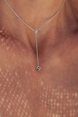 Enframed Gemstone Lariat Necklace
